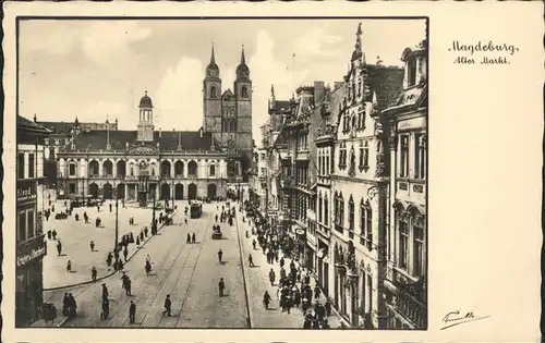 Magdeburg Sachsen Anhalt Alter Markt Strassenbahn Kat. Magdeburg