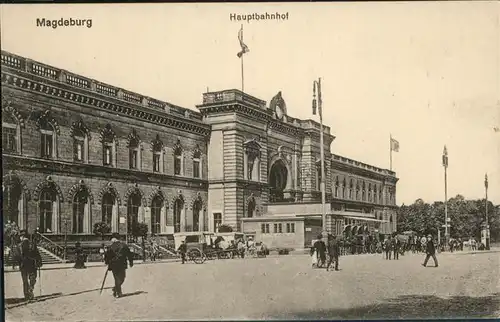 Magdeburg Sachsen Anhalt Hauptbahnhof Pferdwagen  Kat. Magdeburg