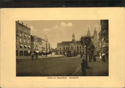 Magdeburg Sachsen Anhalt Alter Markt Strassenbahn Kind  Kat. Magdeburg