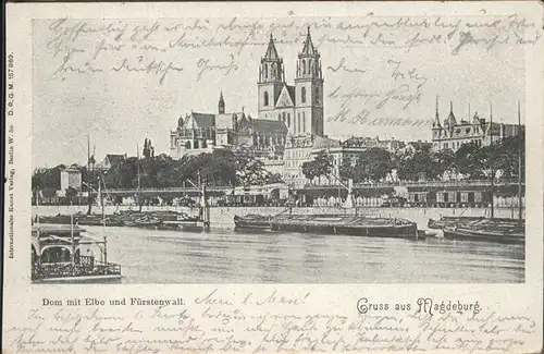 Magdeburg Sachsen Anhalt Dom Elbe Fuerstenwall Schiffe Bierpalast Andreas Berg Kat. Magdeburg