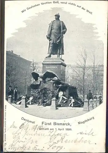 Magdeburg Sachsen Anhalt Denkmal Fuerst Bismarck Kranzniederlegung Kat. Magdeburg