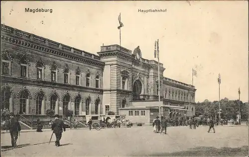 Magdeburg Sachsen Anhalt Hauptbahnhof Pferdewagen Kat. Magdeburg