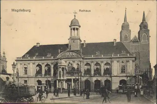 Magdeburg Sachsen Anhalt Rathaus Strassenbahn  Kat. Magdeburg