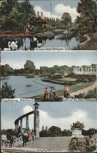 Magdeburg Sachsen Anhalt Faehrhaus Adolf Mittagsee Stadtpark Festplatz Kat. Magdeburg