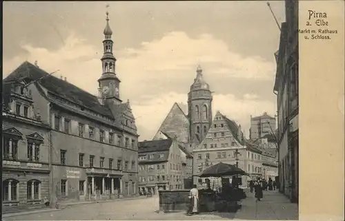 Pirna Markt Rathaus Schloss Kat. Pirna