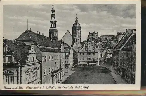 Pirna Obermarkt Rathaus Marienkirche Schloss Kat. Pirna