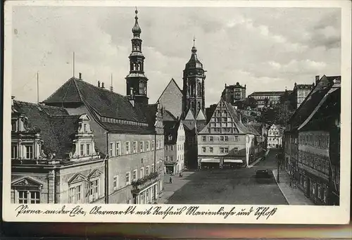 Pirna Obermarkt Rathaus Marienkirche Schloss Kat. Pirna