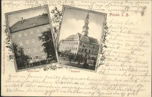 Pirna Realschule Rathaus Kat. Pirna