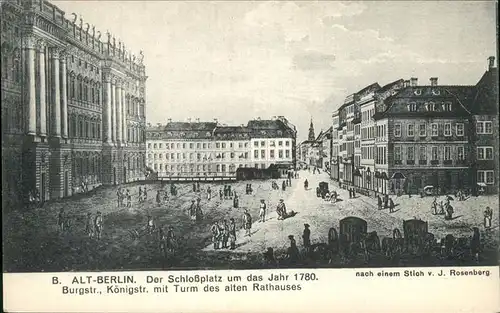 Berlin Schlossplatz um 1780 nach Stich v. J. Rosenberg Kat. Berlin