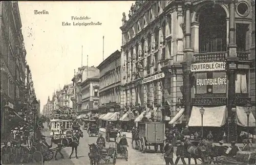 Berlin Friedrich Ecke Leipzigerstrasse Bus Pferdwagen Kat. Berlin