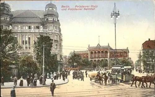 Berlin Potsdamer Platz Potsdamer Garten Pferdewage Strassenbahn Kat. Berlin