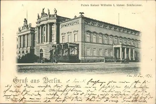 Berlin Palais Kaiser Wilhelm 1.  Kat. Berlin