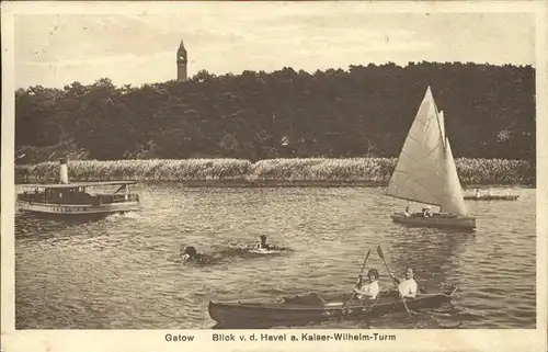 Gatow Berlin Havel Segelboot Schiff Kaiser Wilhelm Turm / Berlin /Berlin Stadtkreis