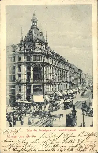 wz71960 Berlin Ecke Leipziger- Friedrichstrasse Pferdestrassenbahn  Kategorie. Berlin Alte Ansichtskarten