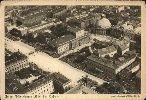 Berlin Fliegeraufnahme Forum Fridericum Unter den Linden um 1933 Kat. Berlin