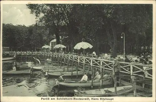 Spandau Schildhorn Restaurant Ruderboote Terrasse Kat. Berlin