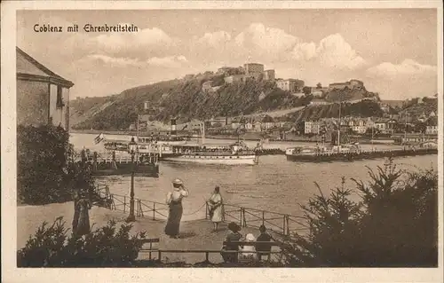 Coblenz Koblenz Partie am Rheinufer mit Festung Ehrenbreitstein Kat. Koblenz