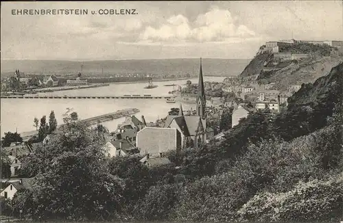 Coblenz Koblenz Panorama Ehrenbreitstein mit Festung Rhein Bruecke Kat. Koblenz