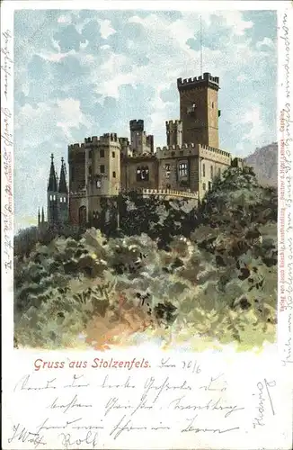 Stolzenfels Schloss Kuenstlerkarte Kat. Koblenz