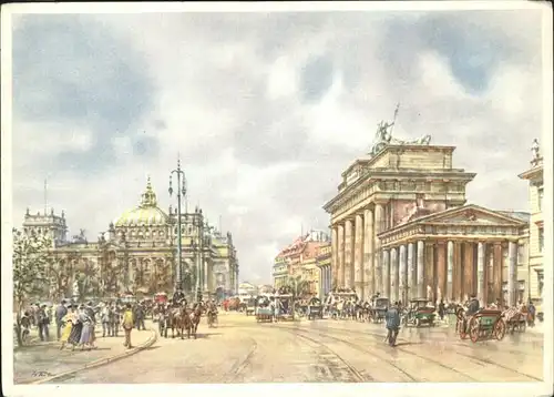 Berlin Das alte Berlin vor dem Brandenburger Tor Kuenstlerkarte nach einem Original von Wolfgang Tritt Kat. Berlin