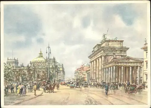 Berlin Das alte Berlin vor dem Brandenburger Tor Kuenstlerkarte nach einem Original von Wolfgang Tritt Kat. Berlin