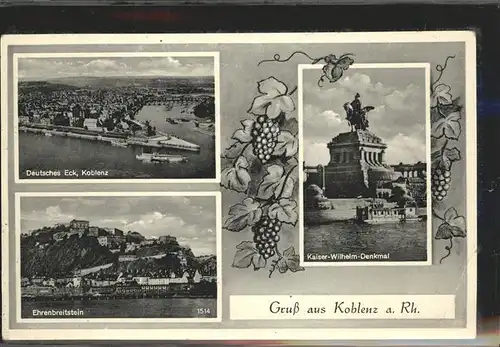 Koblenz Coblenz Denkmal Kaiser Wilhelm I Deutsches Eck Festung Ehrenbreitstein Kat. Koblenz