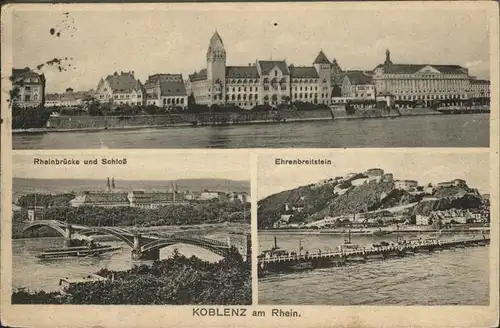 Koblenz AG Rheinbruecke Schloss Festung Ehrenbreitstein Rhein Bruecke Kat. Koblenz