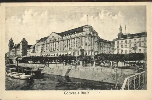 Coblenz Koblenz Partie am Rhein Dampfer Hotel Bellevue Coblenzer Hof Kat. Koblenz