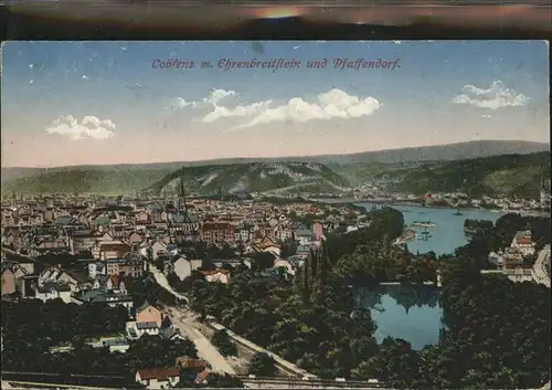 Coblenz Koblenz Panorama mit Ehrenbreitstein und Pfaffendorf Feldpost Kat. Koblenz