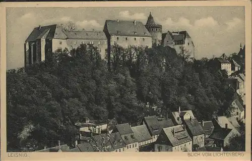 Leisnig Schloss Mildenstein Blick vom Lichtenberg Kat. Leisnig