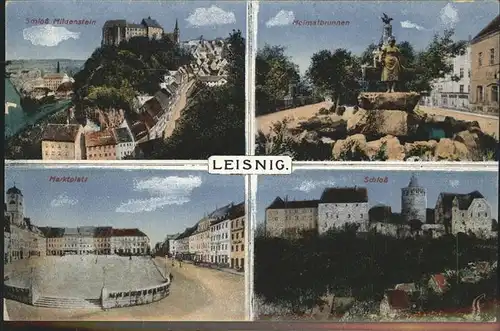 Leisnig Schloss Mildenstein Markt Heimatbrunnen Kat. Leisnig