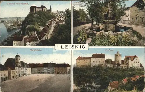 Leisnig Schloss Marktplatz Brunnen Feldpost Kat. Leisnig