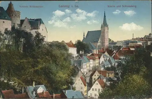 Leisnig Schloss Mildenstein mit Kirche und Schlossberg Feldpost Kat. Leisnig