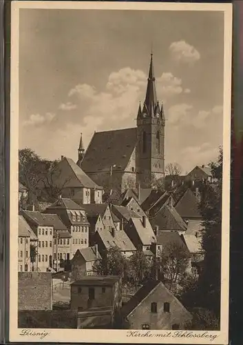Leisnig Kirche mit Schlossberg Kat. Leisnig