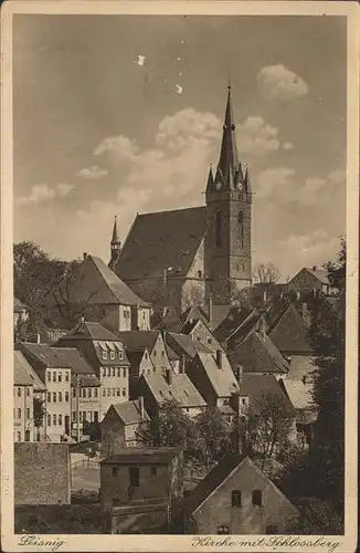 Leisnig Kirche mit Schlossberg Kat. Leisnig