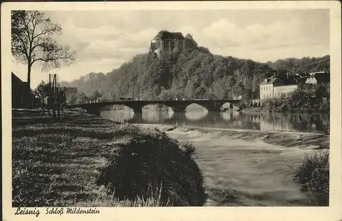 Leisnig Partie an der Mulde Schloss Mildenstein Kat. Leisnig