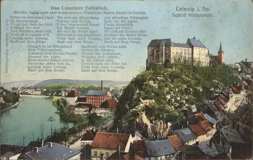 Leisnig Schloss Mildenstein mit Volksliedtext Kat. Leisnig