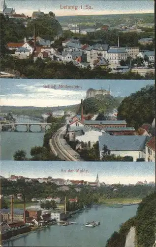 Leisnig Panorama An der Mulde Schloss Mildenstein Kat. Leisnig