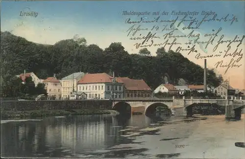 Leisnig Muldenpartie an der Fischendorfer Bruecke Kat. Leisnig