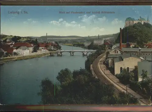 Leisnig Blick auf Fischendorf und Schloss Mildenstein Kat. Leisnig