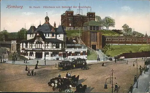 St Pauli Faehrhaus mit Bahnhof der Hochbahn Kat. Hamburg