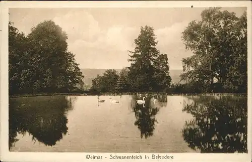 Weimar Thueringen Schwanenteich beim Schloss Belvedere / Weimar /Weimar Stadtkreis