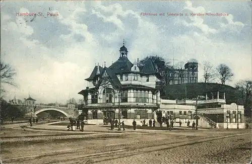 St Pauli Faehrhaus mit Seewarte und Kersten Miles Bruecke Kat. Hamburg