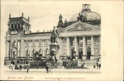 Berlin Reichstagsgebaeude und Bismarckdenkmal Kat. Berlin