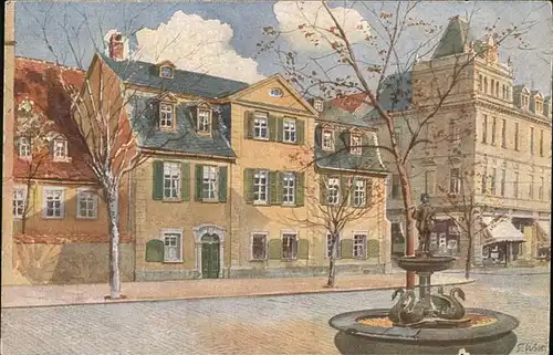 Weimar Thueringen Schillerhaus Brunnen Kuenstlerkarte / Weimar /Weimar Stadtkreis