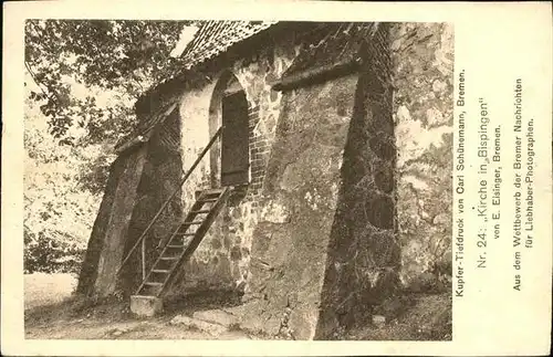 Bispingen Kupfer Tiefdruck von Carl Schuenemann Kirche Kat. Bispingen