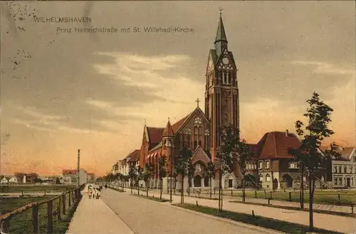 Wilhelmshaven Prinz Heinrich Strasse mit St. Willehadi Kirche Kat. Wilhelmshaven