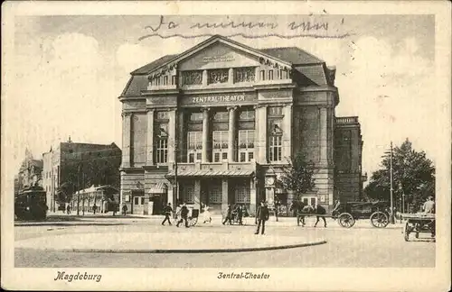 Magdeburg Sachsen Anhalt Zentral Theater Pferdedroschke Kat. Magdeburg