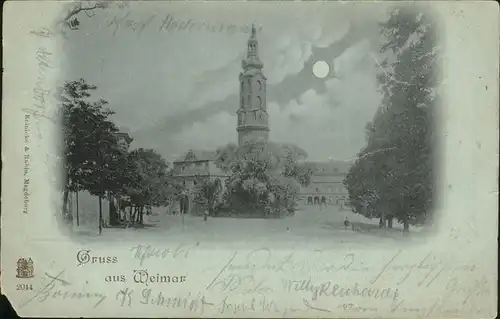 Weimar Thueringen Kirche im Mondschein Kat. Weimar