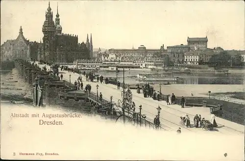 Dresden Altstadt mit Augustusbruecke Kat. Dresden